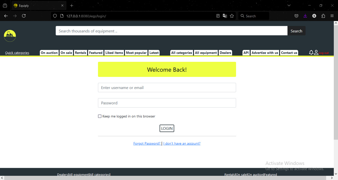 Screenshot of Equiply website